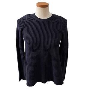 Acrobat knit peplum sweater cotton cashmere navy blue S